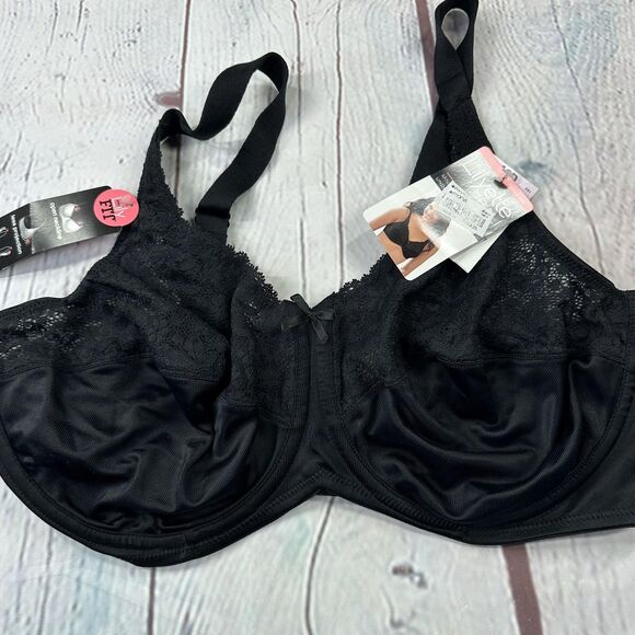 Lilyette By Bali Bra Womens 42D Black Minimizer Underwire Lace Full Coverage NWT - Picture 4 of 7